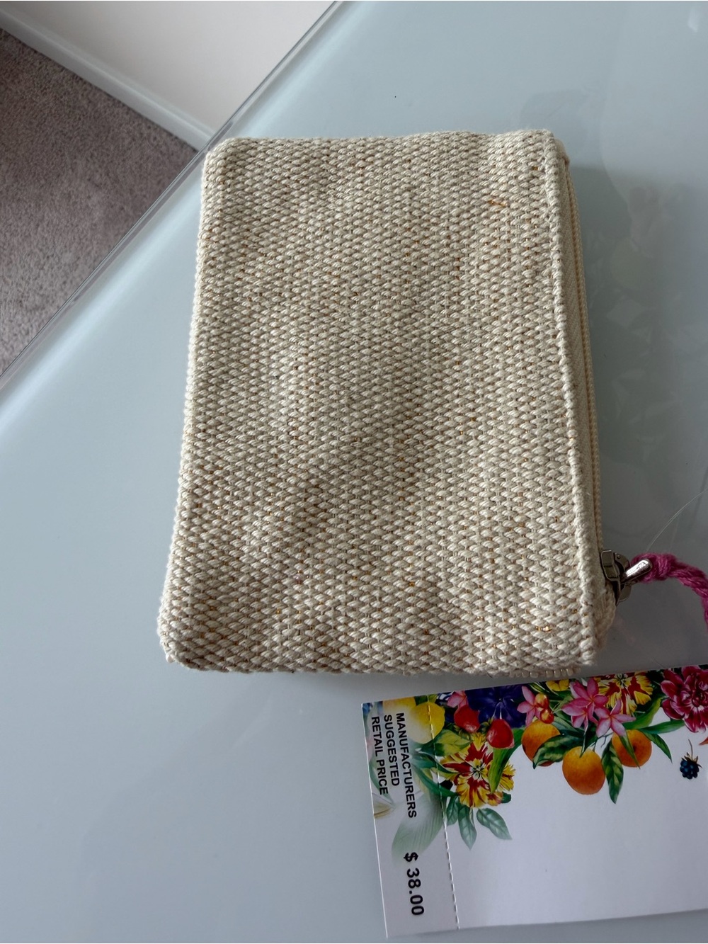 Viral Beaded cream starfish floral zipper pouch - Picture 4 of 4